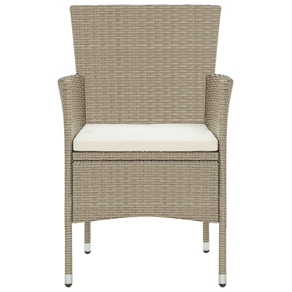 Juego De Comedor Para Jardín De 3 Piezas Conjunto De Comedor De Exterior Conjunto De Jardín Ratán Sintético Beige CFW616576