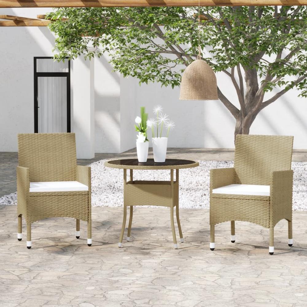 Juego de comedor para jardín de 3 piezas Conjunto de comedor de exterior Conjunto de jardín ratán sintético beige CFW616576