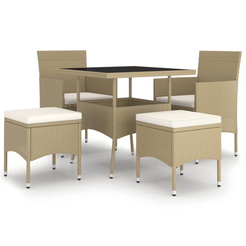 Juego De Comedor Para Jardín De 5 Piezas | Conjunto De Jardín | Muebles De Jardín Ratán Sintético Beige CFW360692