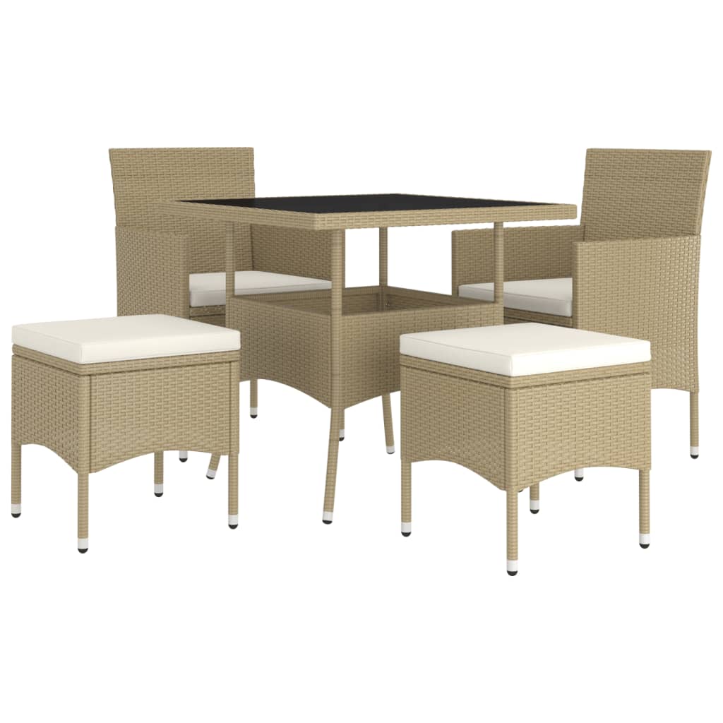 Juego De Comedor Para Jardín De 5 Piezas | Conjunto De Jardín | Muebles De Jardín Ratán Sintético Beige CFW360692