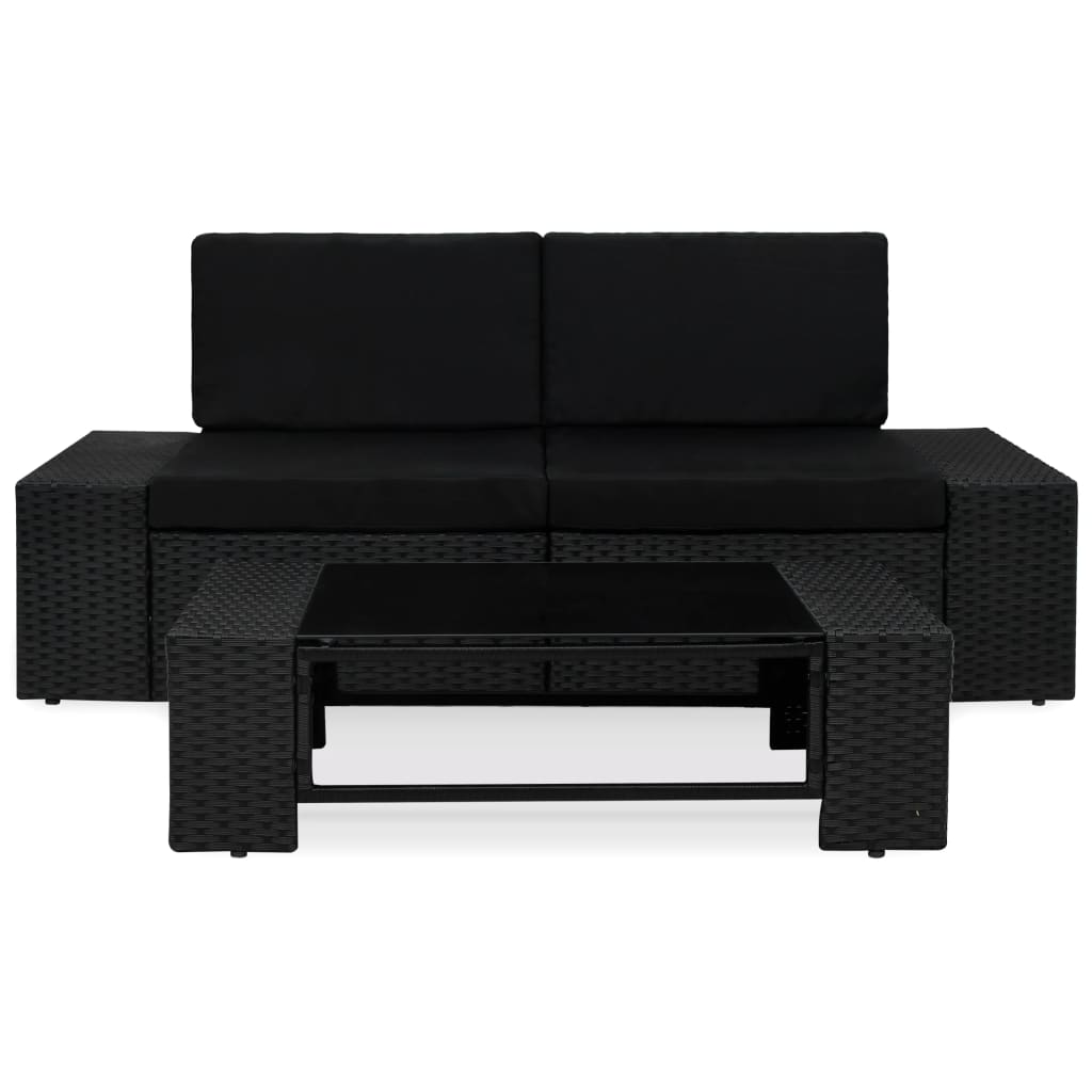 Juego de muebles de jardín 3 piezas | Conjunto de comedor | Conjunto de descanso ratán sintético negro CFW453255
