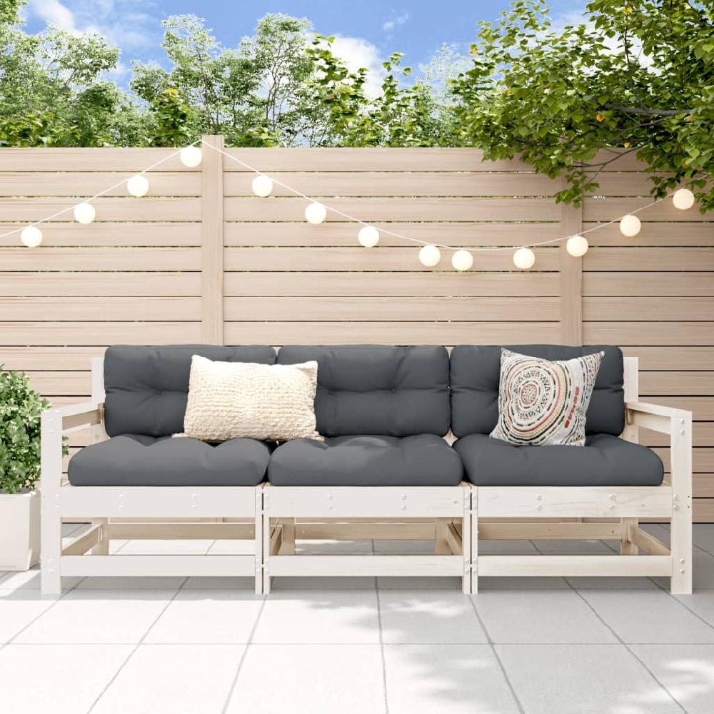 Juego de muebles de jardín 3 piezas | Conjunto de comedor | Conjunto de descanso madera maciza de pino blanco CFW723067