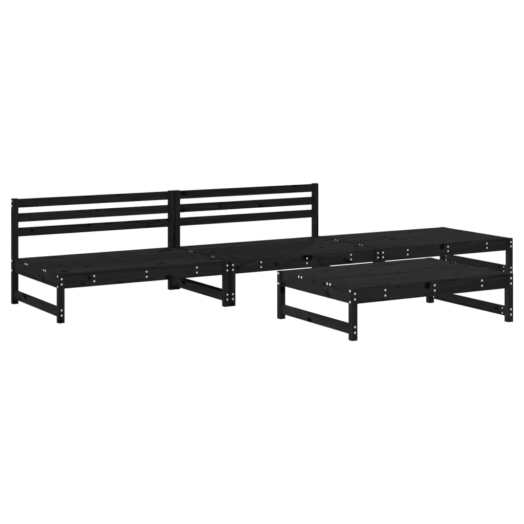 Juego De Muebles De Jardín 4 Piezas | Conjunto De Comedor | Conjunto De Descanso Madera Maciza De Pino Negro CFW262829