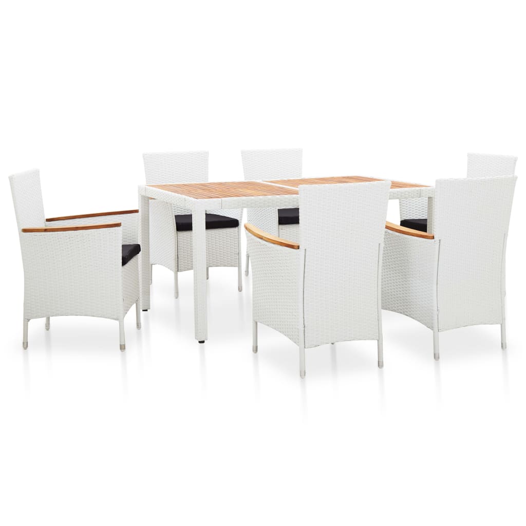 Juego De Muebles De Jardín 7 Piezas | Conjunto De Comedor | Conjunto De Descanso Ratán Sintético Blanco CFW838206