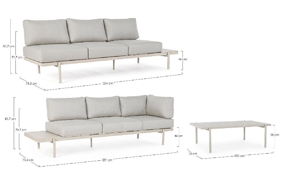 JUEGO DE SALÓN ESQUINERO CON COJINES KENDALL RASTIN BIZZOTTO JARDÍN EXTERIOR 0662897