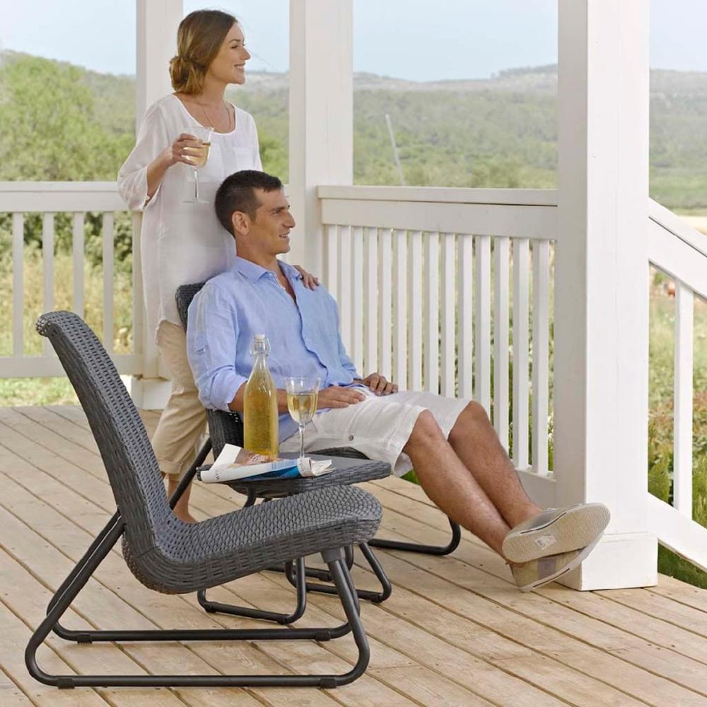 Keter Juego De Muebles De Jardín Rio 3 Piezas Color Grafito