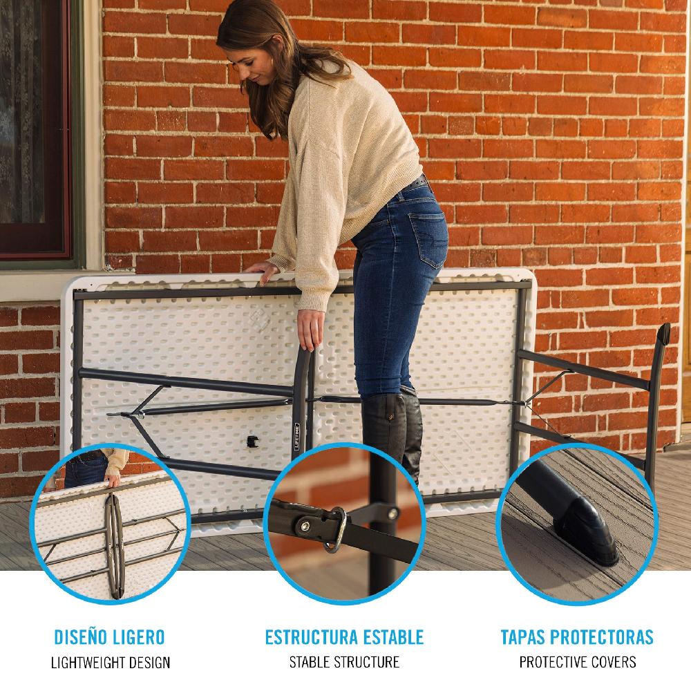 Lifetime Mesa Patas Abatibles Rectangular 152x76 Cm Blanca