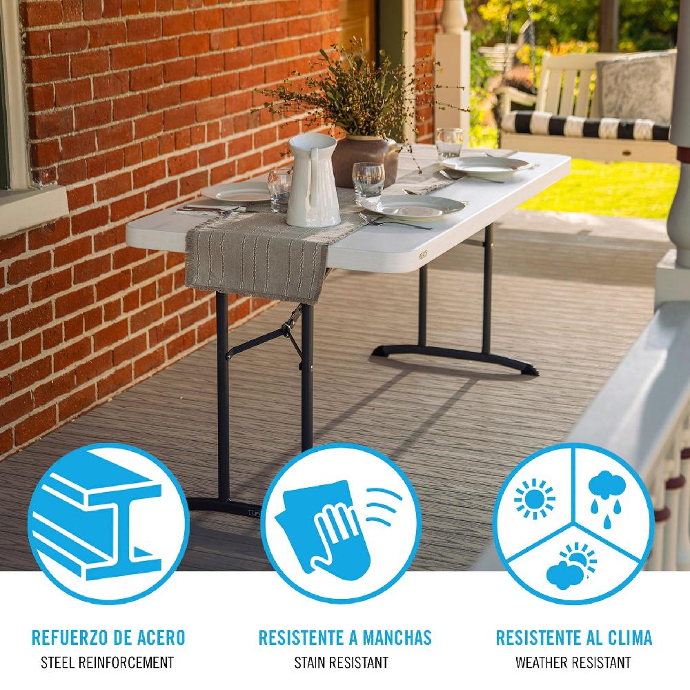 Lifetime Mesa Patas Abatibles Rectangular 152x76 Cm Blanca