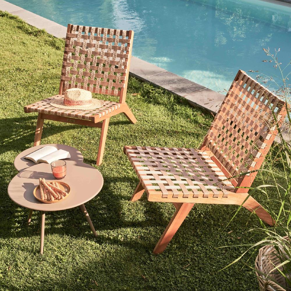 Lote De 2 Mesas Bajas De Jardín De Acero Topo Palavas - Oviala