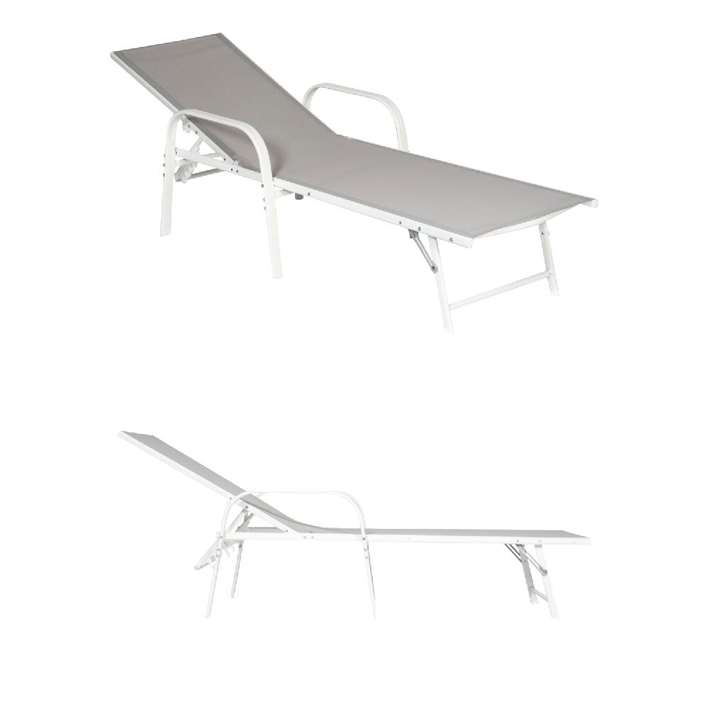 Lote De 2 Tumbonas De Textileno Gris SARDINIA Estructura Blanca