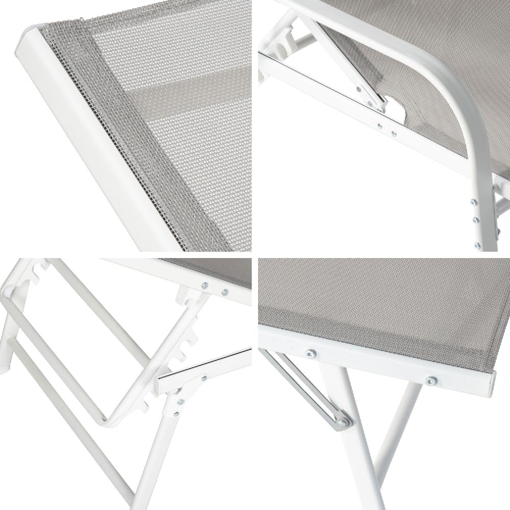 Lote De 2 Tumbonas De Textileno Gris SARDINIA Estructura Blanca