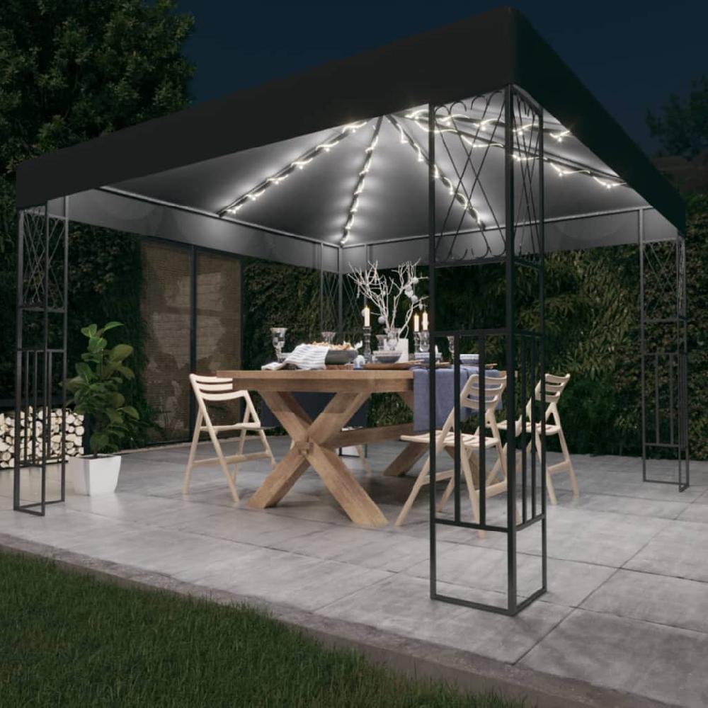 Maison Exclusive - Cenador con tira de luces LED 3x3 m tela gris antracita