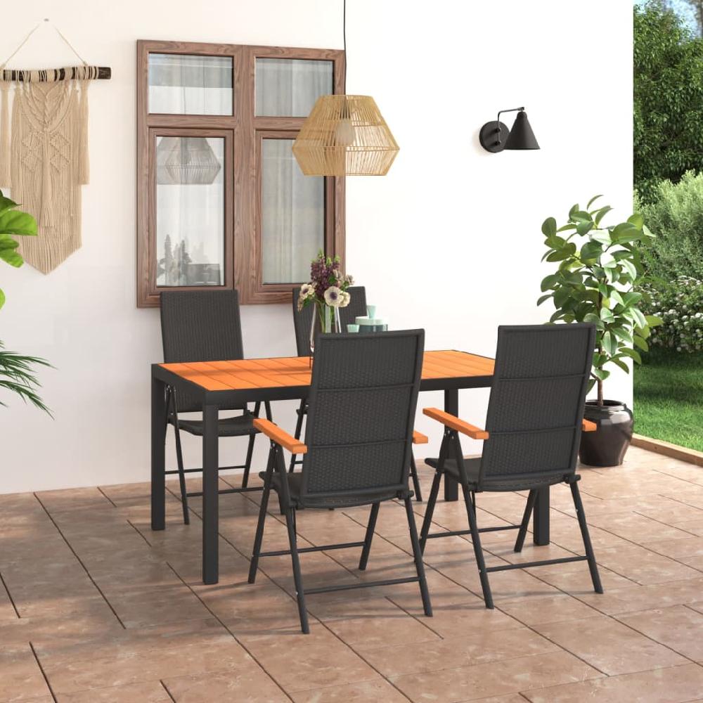 Maison Exclusive - Juego de comedor para jardín 5 piezas negro y marrón