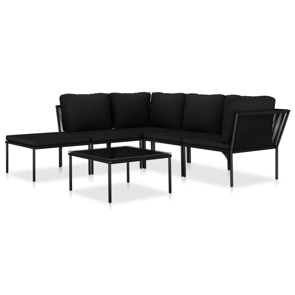 Maison Exclusive - Juego De Muebles De Jardín Con Cojines 6 Piezas PVC Negro
