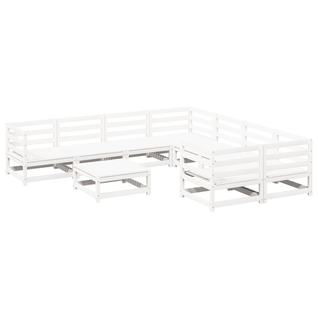 Maison Exclusive - Juego De Sofás De Jardín 9 Pzas Madera Maciza De Pino Blanco