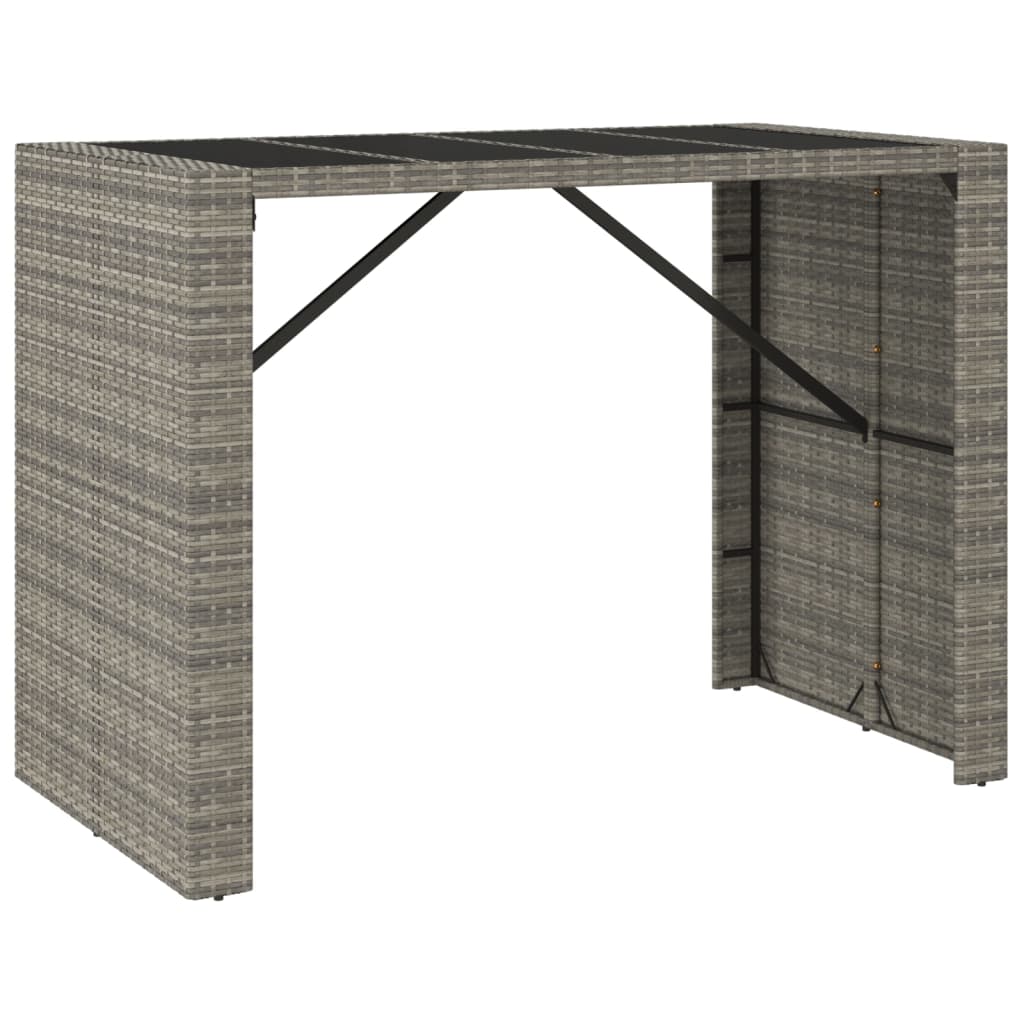 Maison Exclusive - Mesa Alta Bar Con Superficie Vidrio Ratán PE Gris 145x80x110 Cm