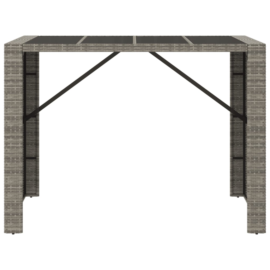 Maison Exclusive - Mesa Alta Bar Con Superficie Vidrio Ratán PE Gris 145x80x110 Cm