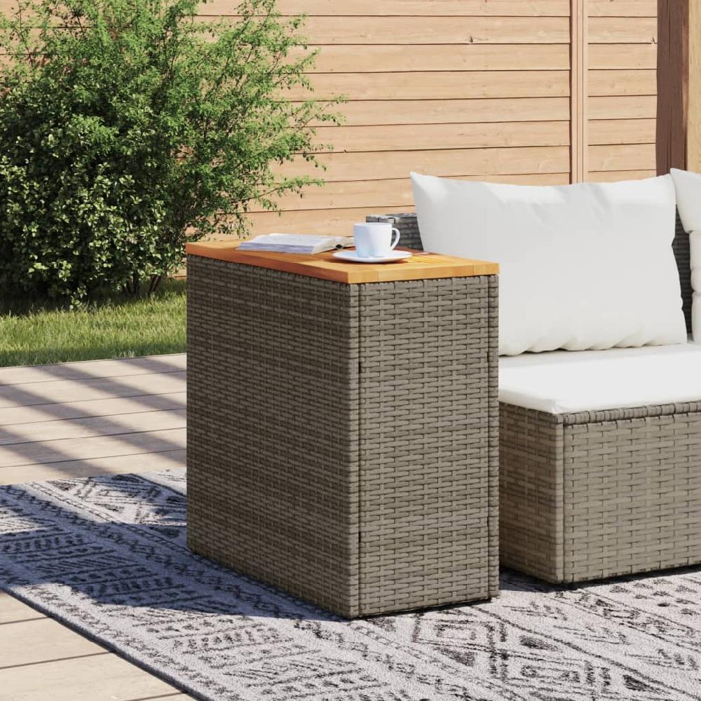Maison Exclusive - Mesa Auxiliar Jardín Tapa Madera Ratán PE Gris 58x27 5x55 Cm