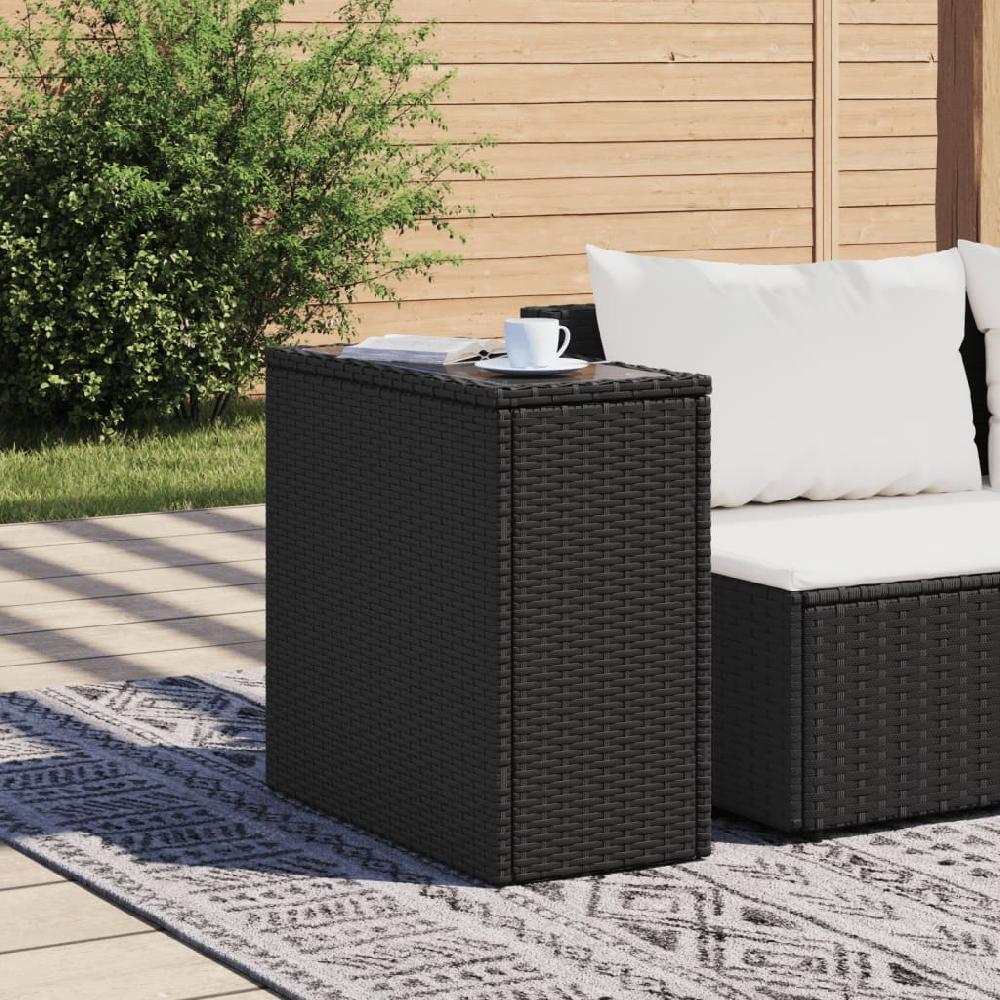 Maison Exclusive - Mesa Auxiliar Jardín Tapa Vidrio Ratán PE Negro 58x27 5x55 Cm
