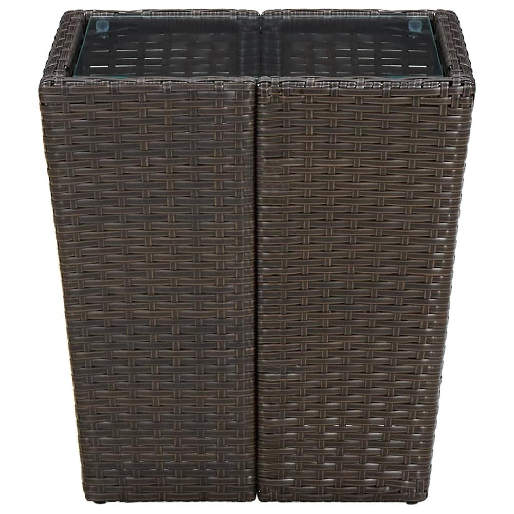 Maison Exclusive - Mesa De Centro Ratán PE Vidrio Templado Marrón 41 5x41 5x44cm