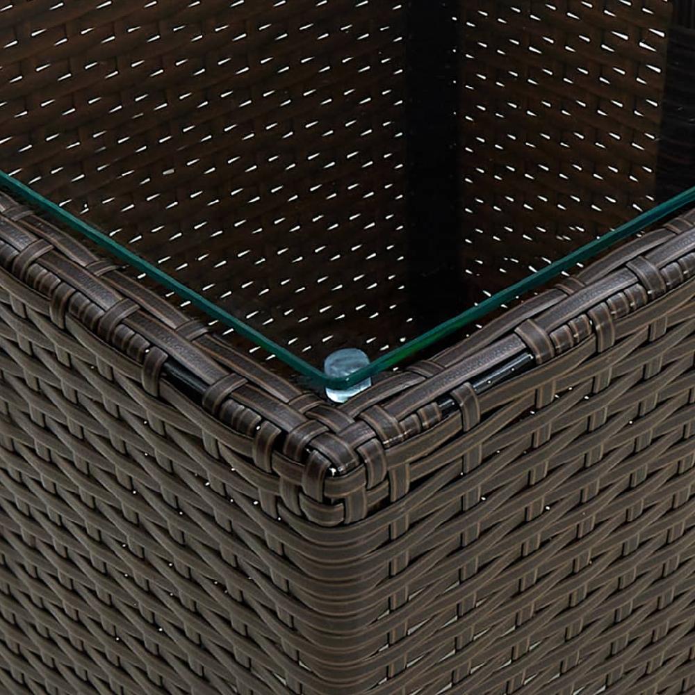 Maison Exclusive - Mesa De Centro Ratán PE Vidrio Templado Marrón 41 5x41 5x44cm