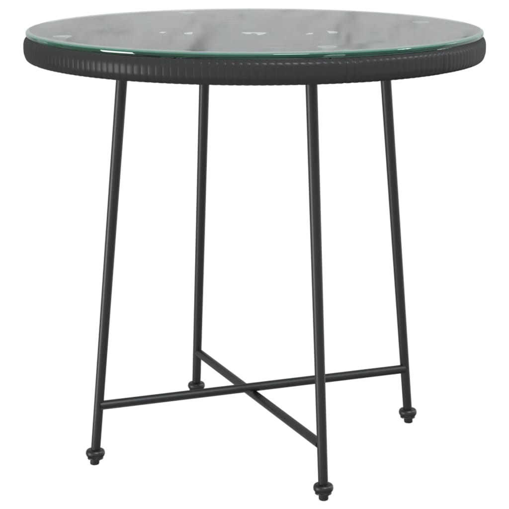 Maison Exclusive - Mesa De Comedor De Vidrio Templado Y Acero Negro 80 Cm