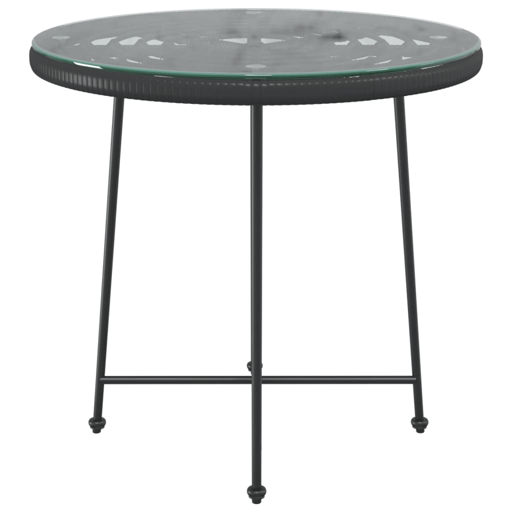 Maison Exclusive - Mesa De Comedor De Vidrio Templado Y Acero Negro 80 Cm
