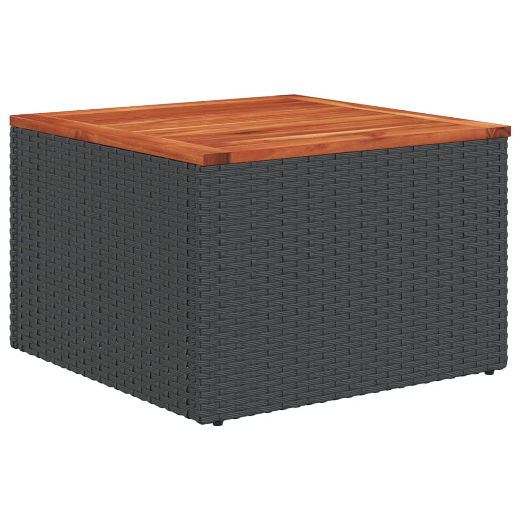 Maison Exclusive - Mesa De Jardín De Madera De Acacia Y Ratán PE Negro 55x55x37 Cm