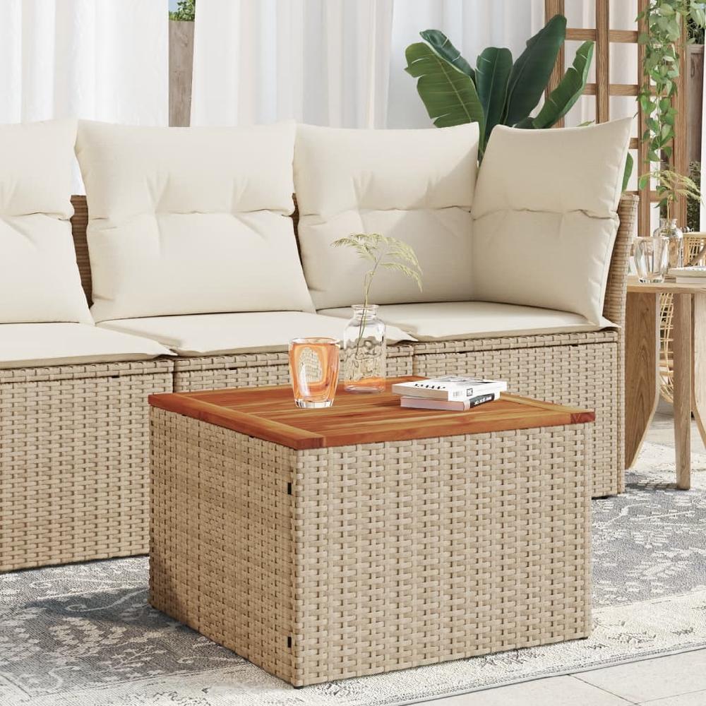 Maison Exclusive - Mesa de jardín ratán sintético madera acacia beige 55x55x37 cm