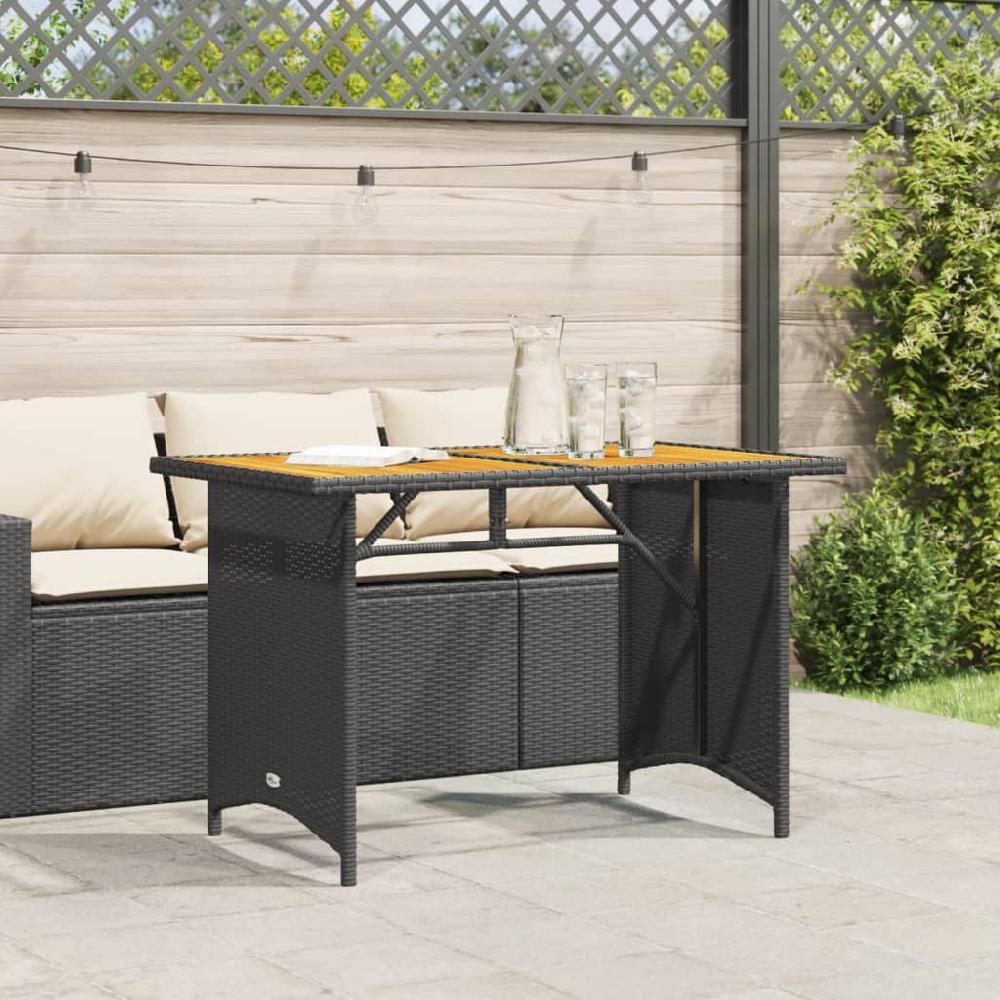 Maison Exclusive - Mesa De Jardín Superficie De Madera Ratán PE Negro 110x68x70 Cm