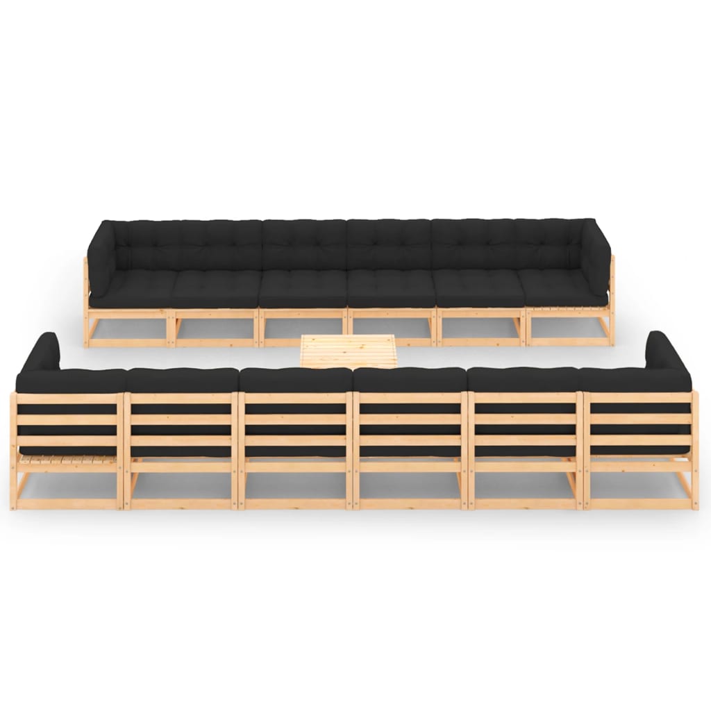 Maison Exclusive - Muebles de jardín 13 pzas con cojines antracita madera maciza