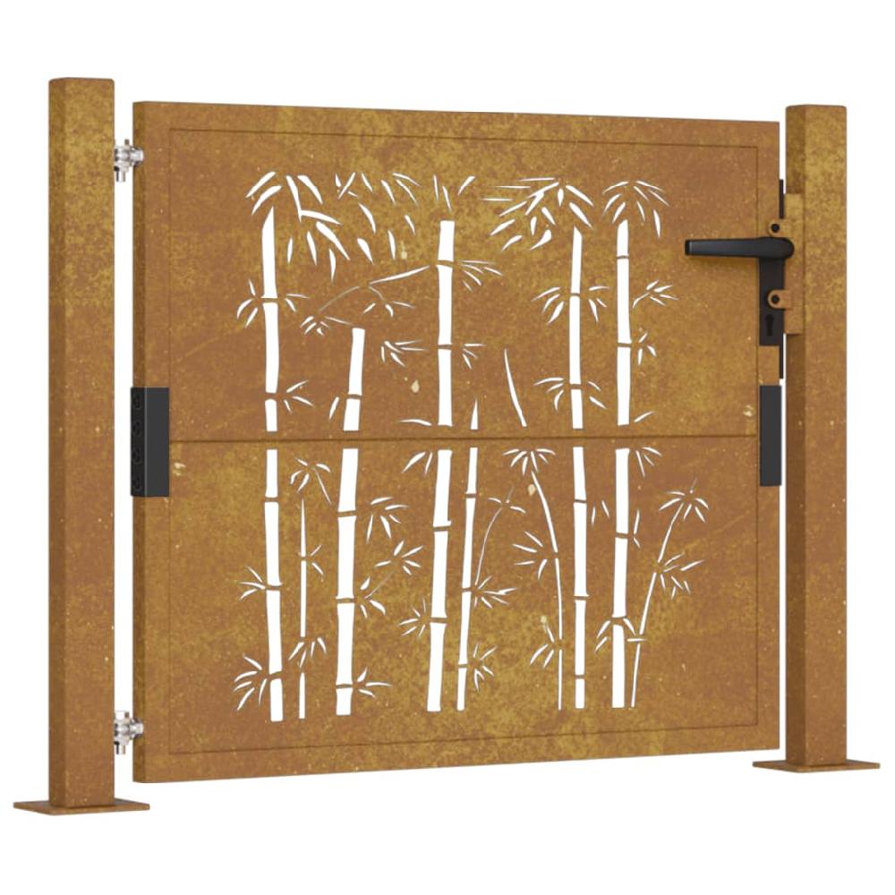 Maison Exclusive - Puerta De Jardín Acero Corten Diseño Bambú 105x80 Cm