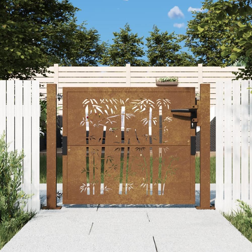 Maison Exclusive - Puerta de jardín acero corten diseño bambú 105x80 cm