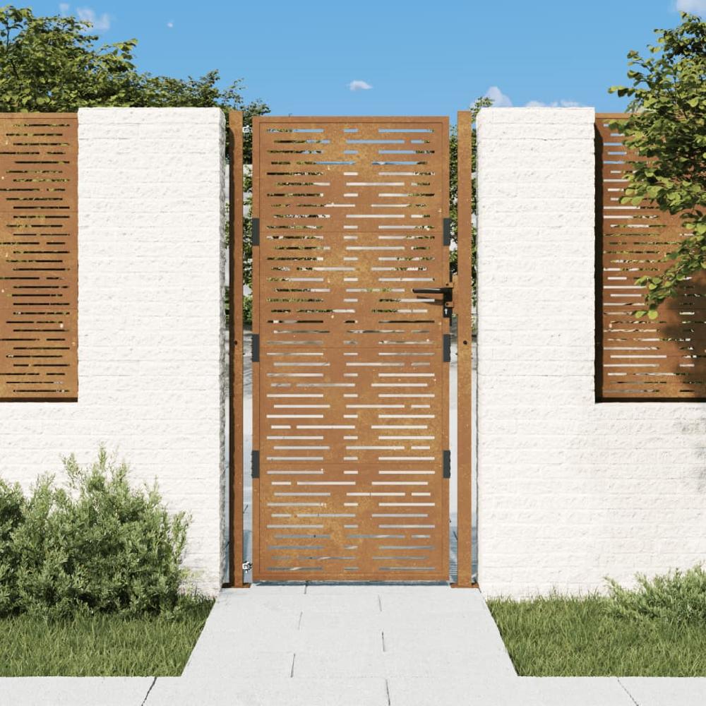Maison Exclusive - Puerta de jardín acero corten diseño cuadrado 105x205 cm