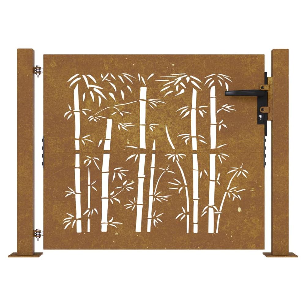 Maison Exclusive - Puerta De Jardín Acero Corten Diseño Bambú 105x105 Cm