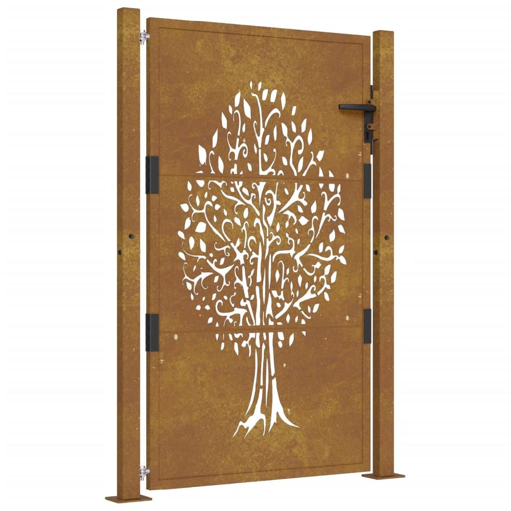 Maison Exclusive - Puerta De Jardín Acero Corten Diseño árbol 105x130 Cm