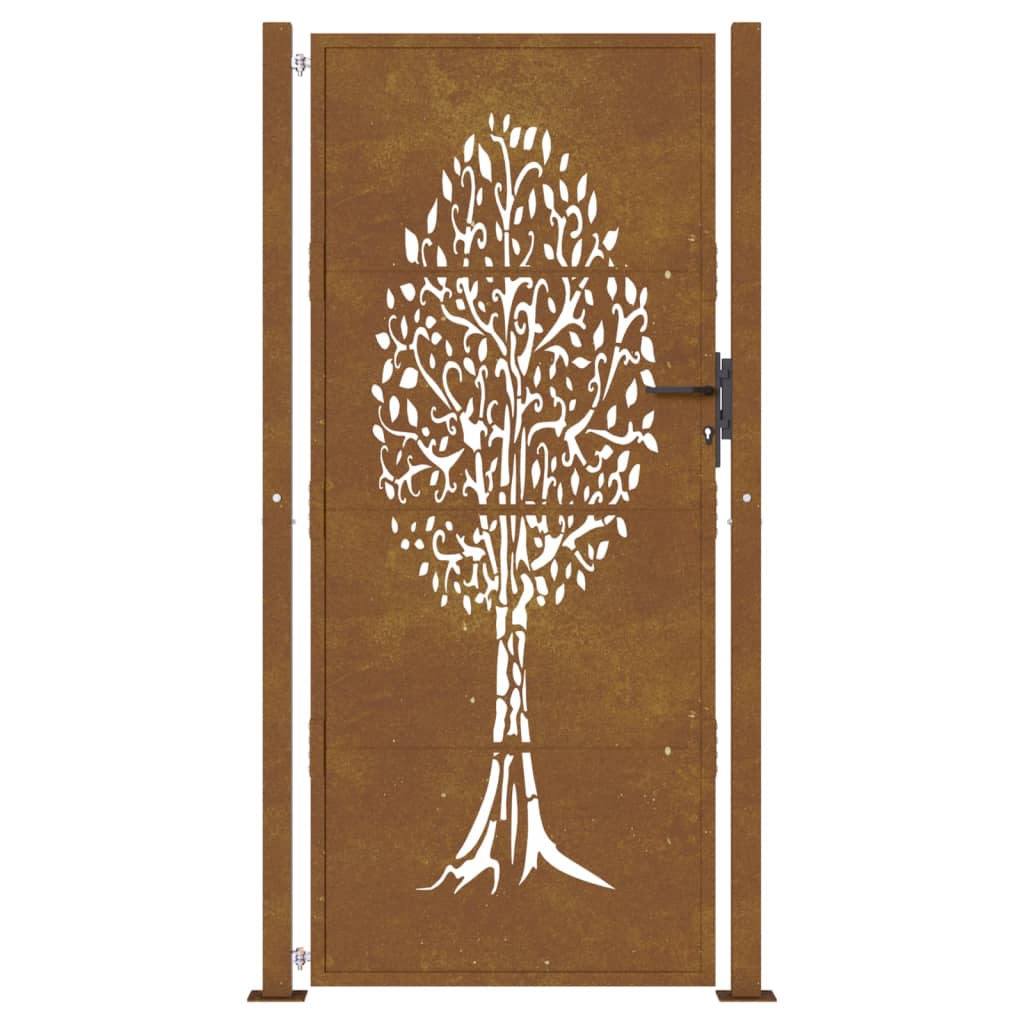 Maison Exclusive - Puerta De Jardín Acero Corten Diseño árbol 105x205 Cm