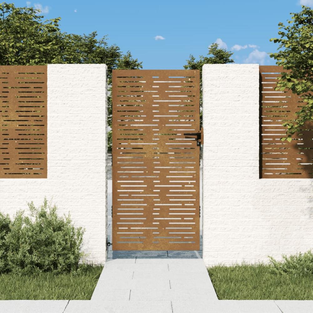 Maison Exclusive - Puerta de jardín acero corten diseño cuadrado 85x175 cm