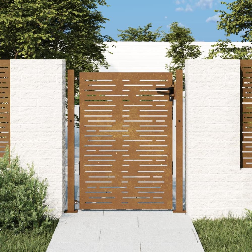 Maison Exclusive - Puerta de jardín acero corten diseño cuadrado 105x130 cm