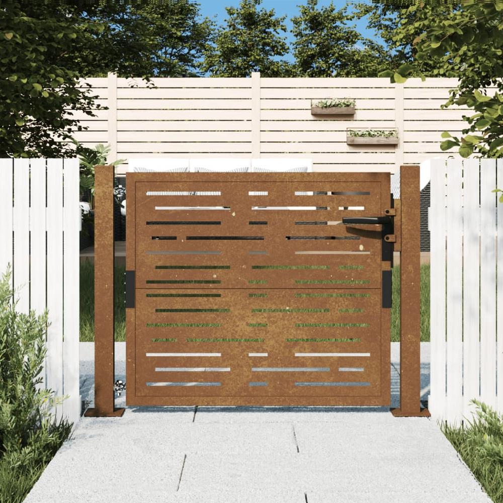 Maison Exclusive - Puerta de jardín acero corten diseño cuadrado 105x80 cm