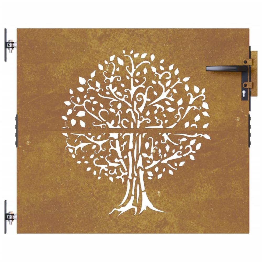 Maison Exclusive - Puerta De Jardín Acero Corten Diseño árbol 85x75 Cm