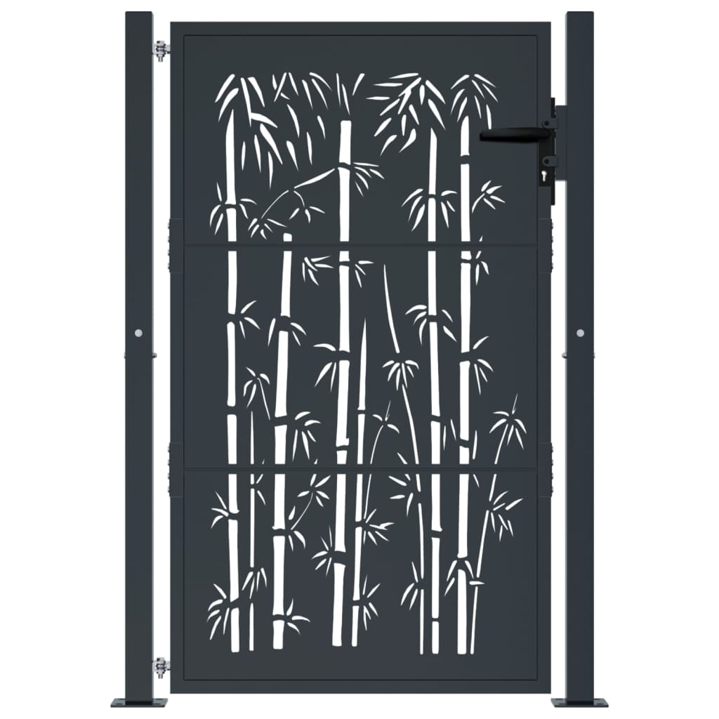 Maison Exclusive - Puerta De Jardín Acero Gris Antracita Diseño Bambú 105x155 Cm
