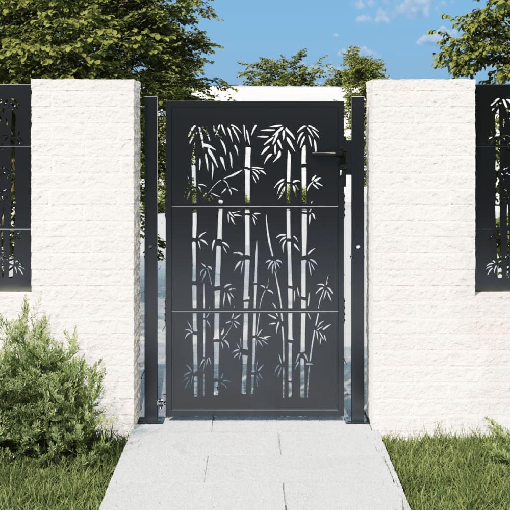 Maison Exclusive - Puerta de jardín acero gris antracita diseño bambú 105x155 cm