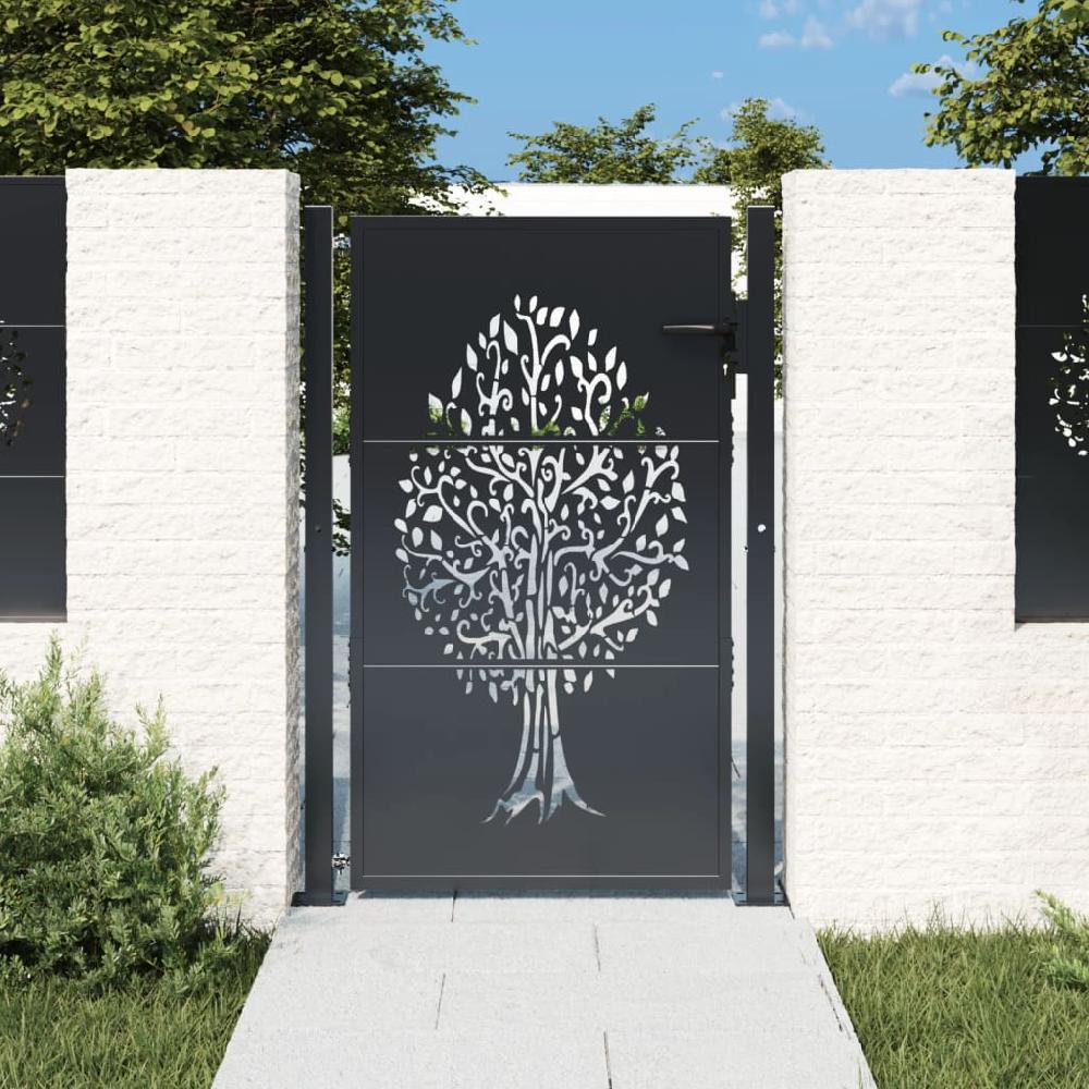 Maison Exclusive - Puerta de jardín acero gris antracita diseño árbol 105x130 cm