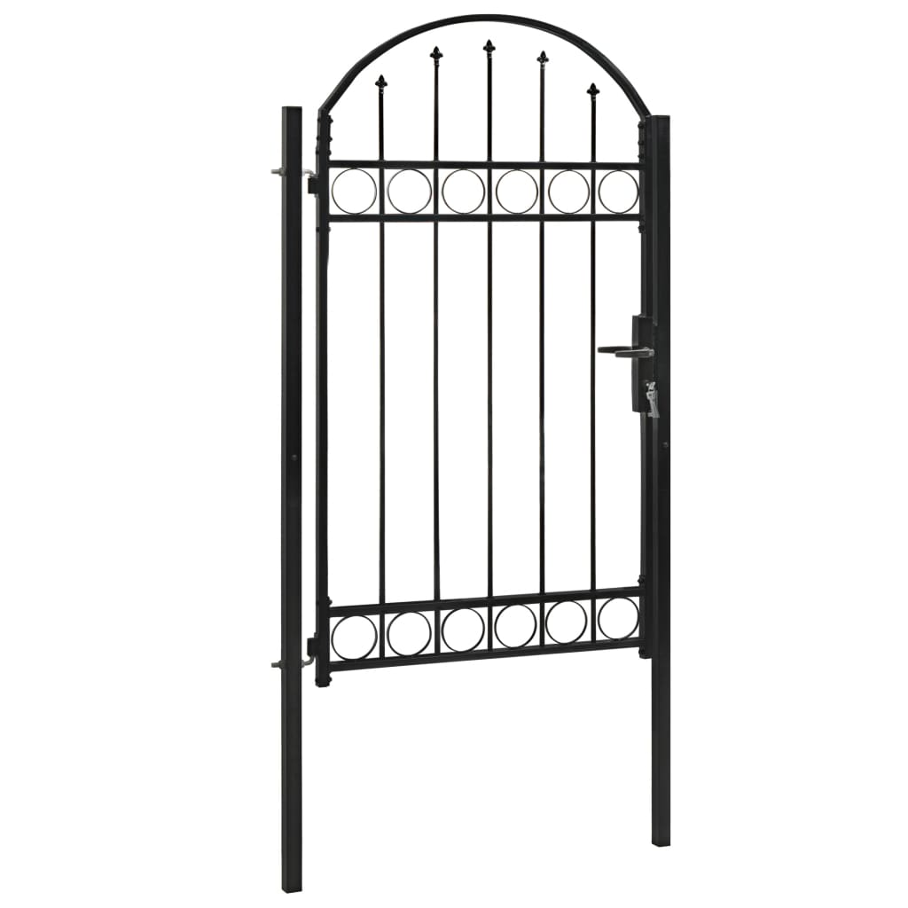 Maison Exclusive - Puerta De Jardín Con Arco Superior 100x175 Cm Acero Negro