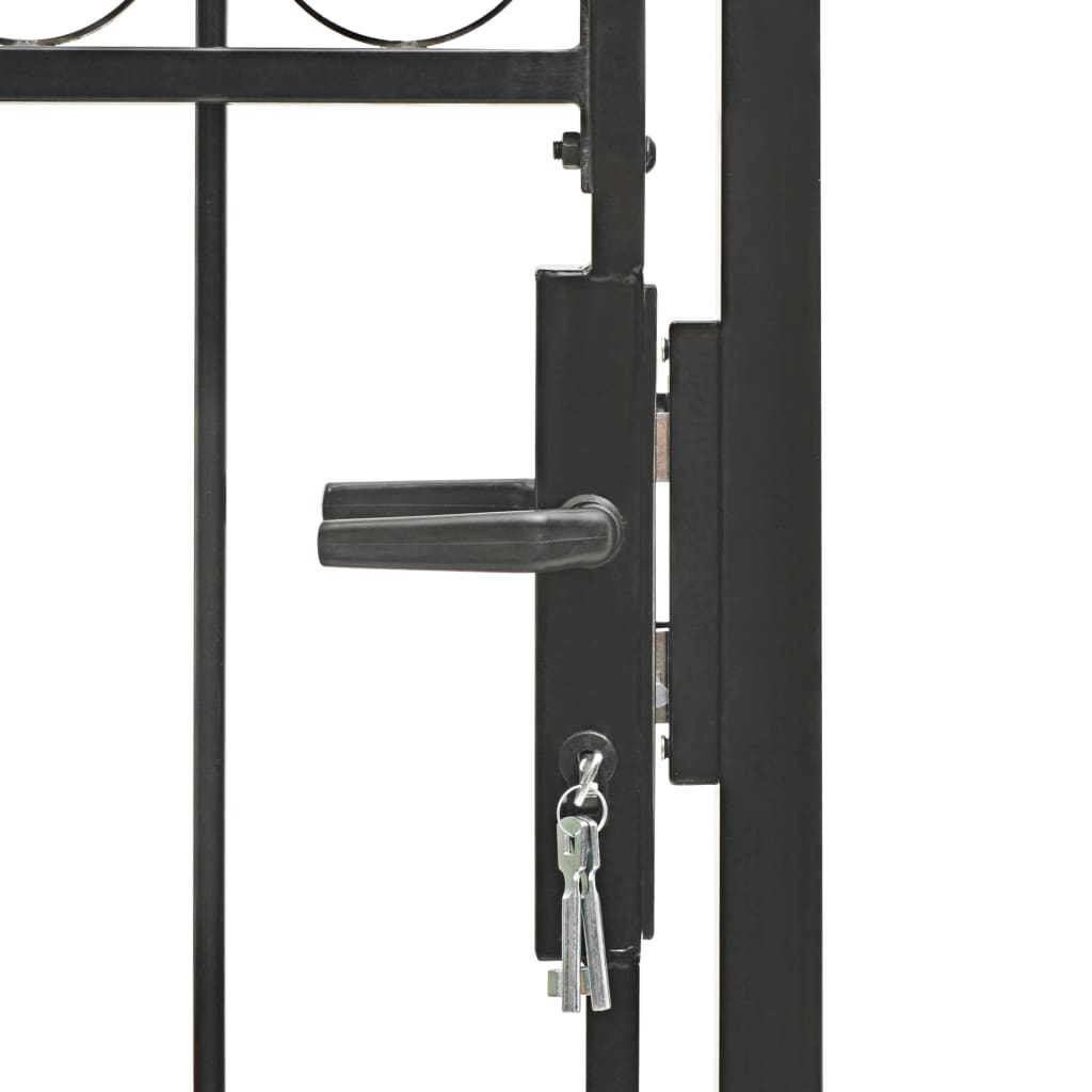 Maison Exclusive - Puerta De Jardín Con Arco Superior 100x125 Cm Acero Negro