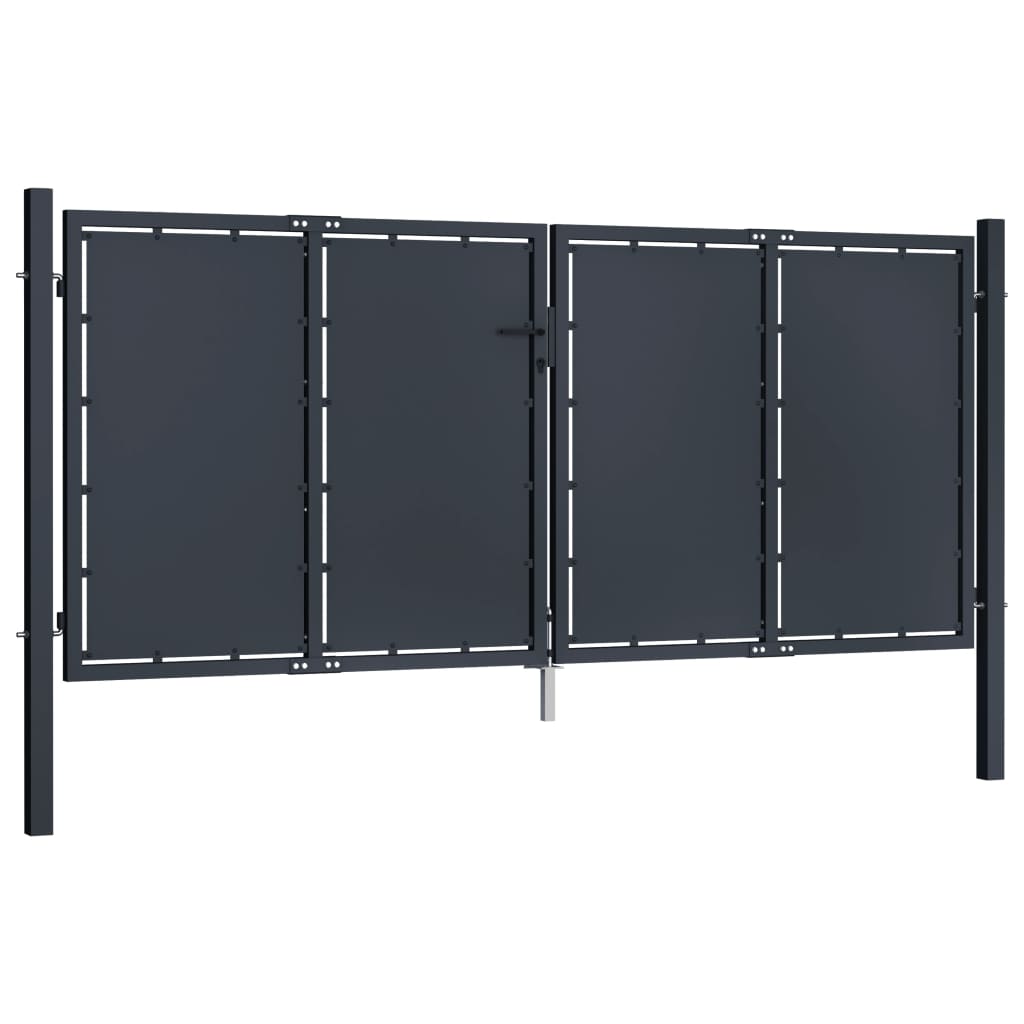 Maison Exclusive - Puerta De Jardín De Acero Gris Antracita 300x125 Cm