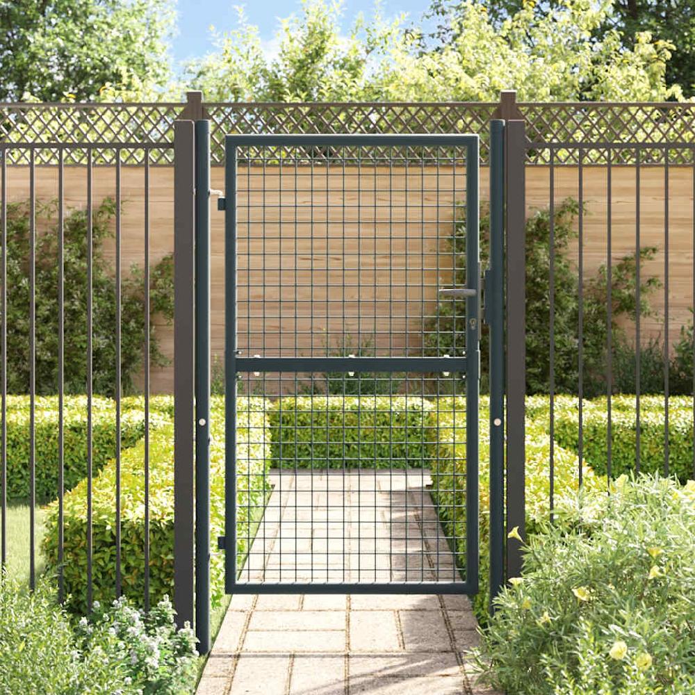 Maison Exclusive - Puerta De Malla De Jardín Acero Galvanizado Gris 100x200 Cm