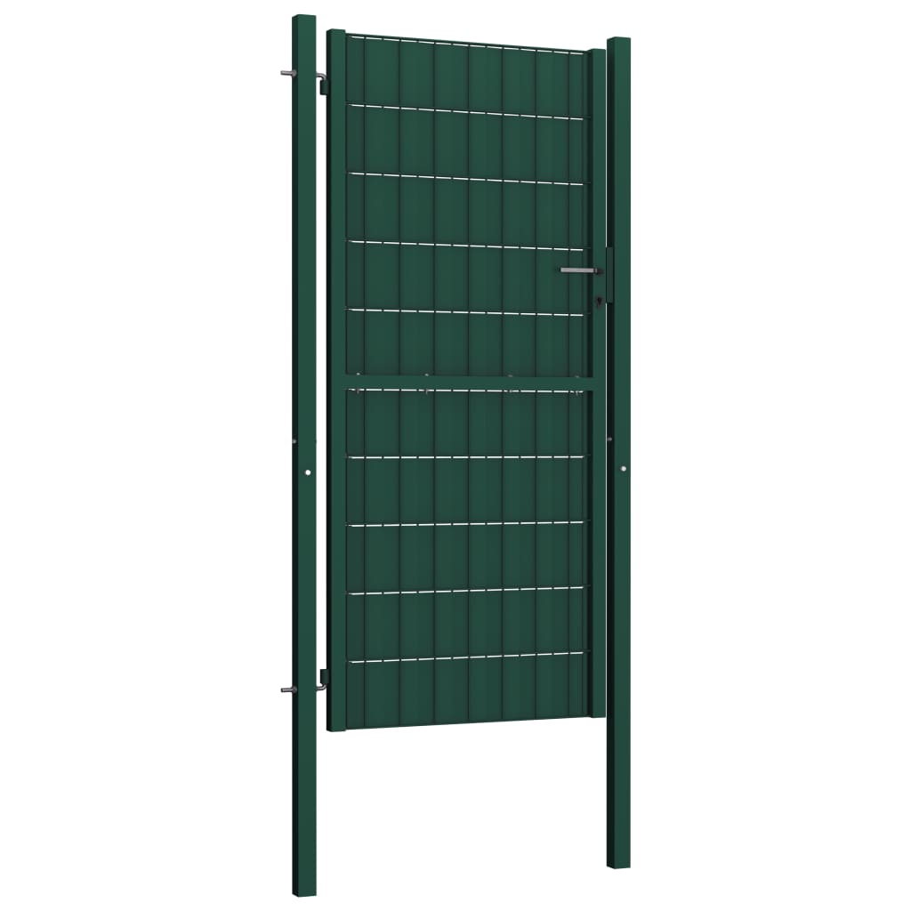 Maison Exclusive - Puerta De Valla De PVC Y Acero Verde 100x124 Cm