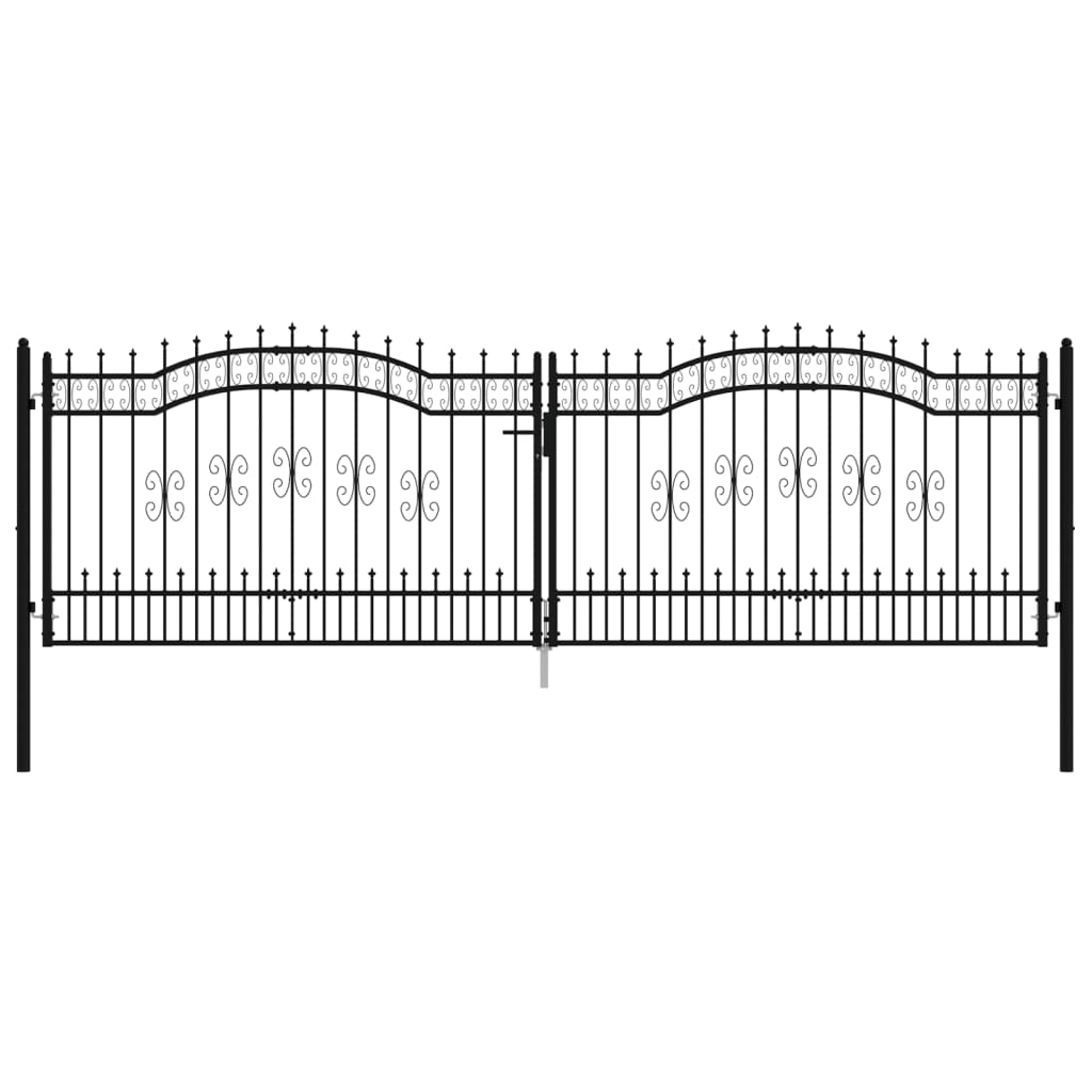 Maison Exclusive - Puerta De Valla Punta Lanza Acero Recubierto Negro 406x173 Cm